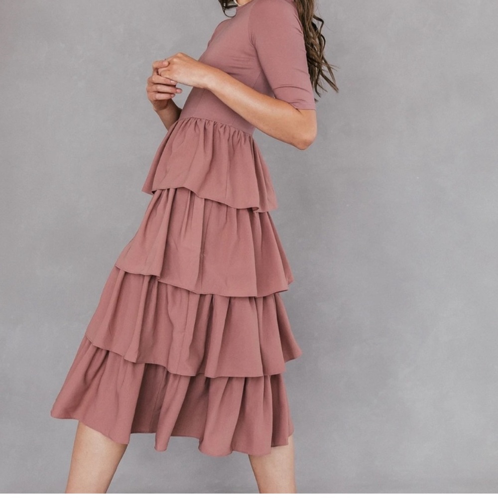BRAND NEW!! Jessakae Paris black layered ruffle midi dress - Picture 13 of 13